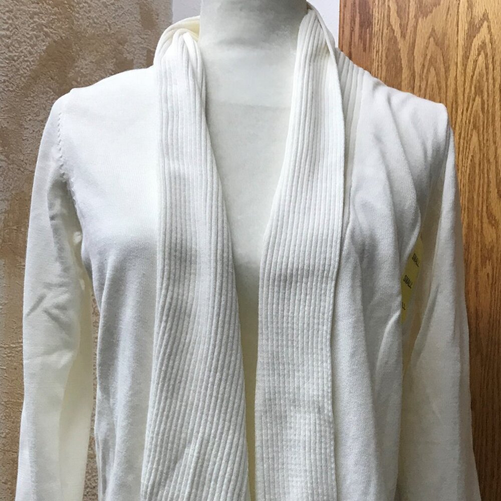 Fever Brand Clothing open front waterfall cardigan Sm. NWT-Ivory